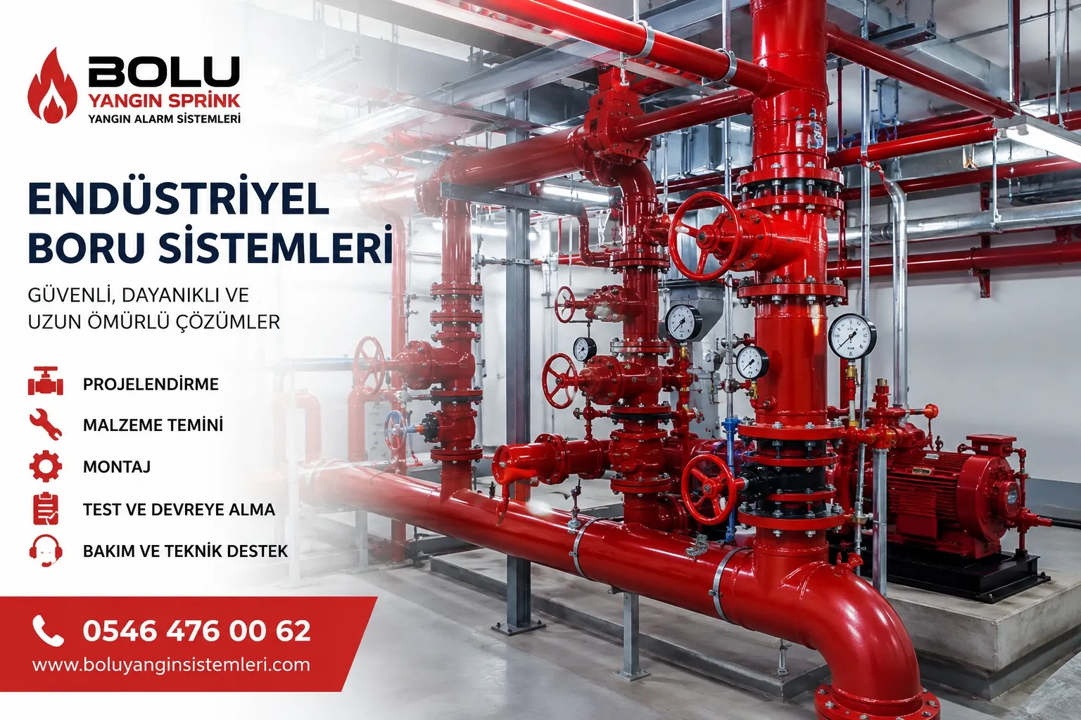 Endüstriyel Boru Sistemleri | Galvaniz ve Çelik Boru Montajı | Bolu Yangın Sprink